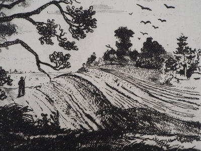 Jean-Eugène BERSIER : Le chasseur à charpont - Gravure (détail)