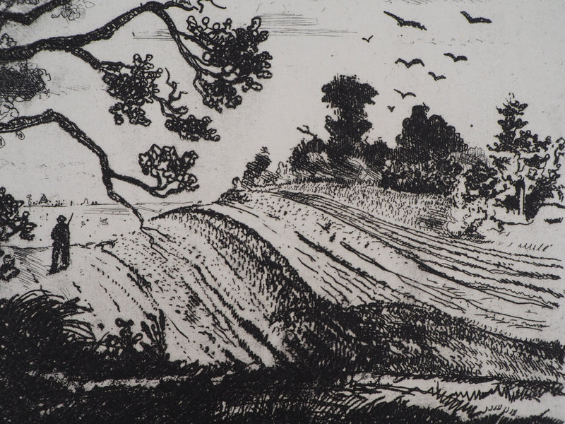Jean-Eugène BERSIER : Le chasseur à charpont - Gravure (détail)