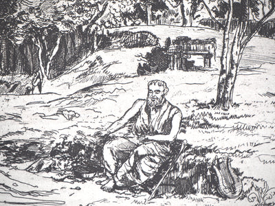 Jean-Eugène BERSIER : L'Aède - Gravure (détail)