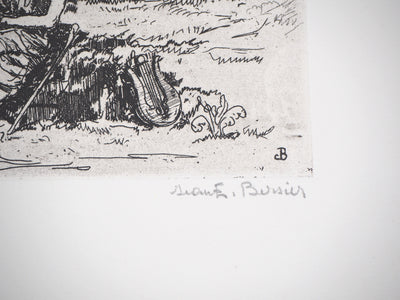 Jean-Eugène BERSIER : L'Aède - Gravure (détail)