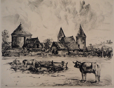 Jean-Eugène BERSIER : Normandie, Les tourelles - Gravure
