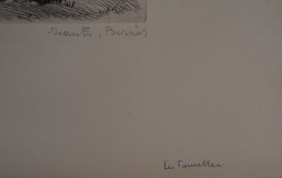 Jean-Eugène BERSIER : Normandie, Les tourelles - Gravure (détail)