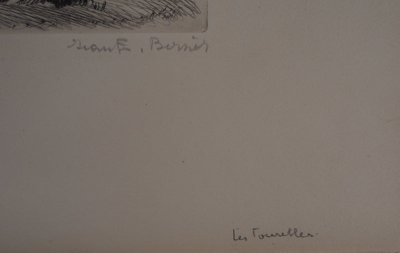 Jean-Eugène BERSIER : Normandie, Les tourelles - Gravure (détail)