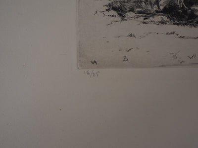 Jean-Eugène BERSIER : Normandie, Les tourelles - Gravure (détail)
