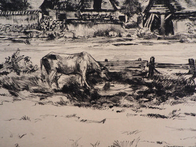 Jean-Eugène BERSIER : Normandie, Les tourelles - Gravure (détail)