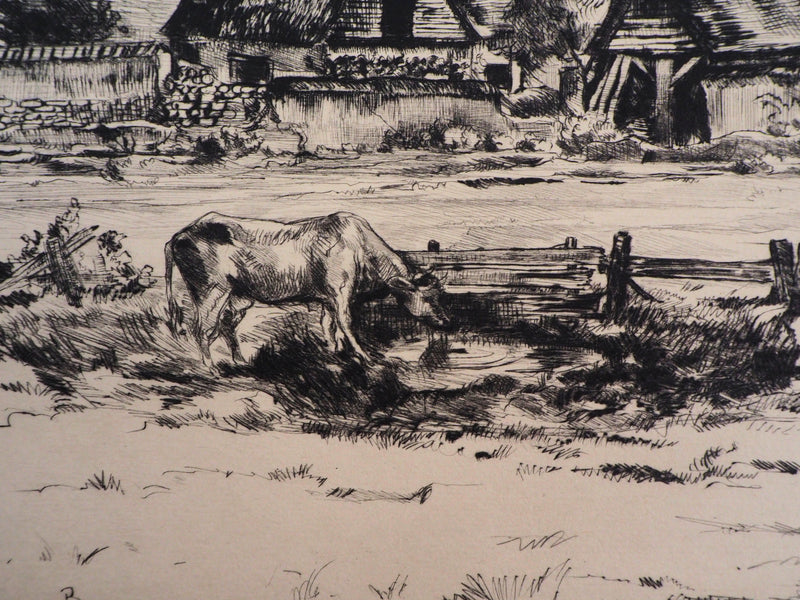 Jean-Eugène BERSIER : Normandie, Les tourelles - Gravure (détail)