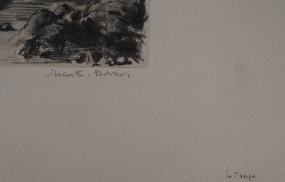 Jean-Eugène BERSIER : L'oiseau mort - Gravure (détail)