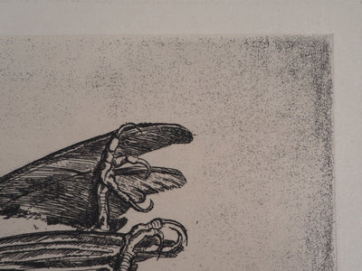 Jean-Eugène BERSIER : L'oiseau mort - Gravure (détail)