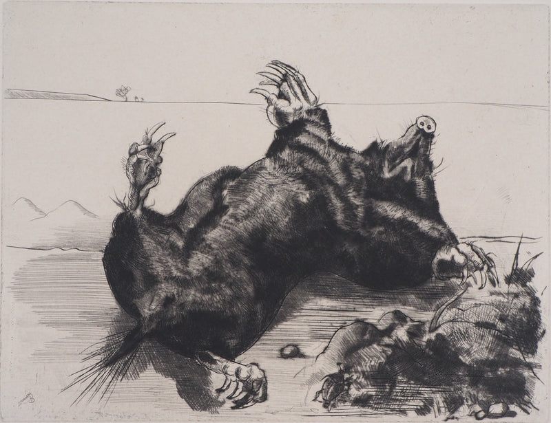 Jean-Eugène BERSIER : La taupe - Gravure (détail)