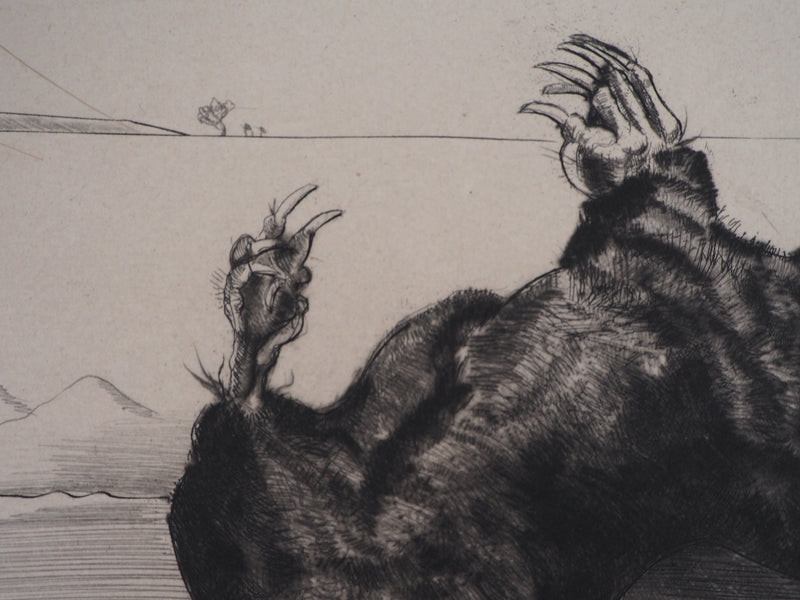 Jean-Eugène BERSIER : La taupe - Gravure (détail)