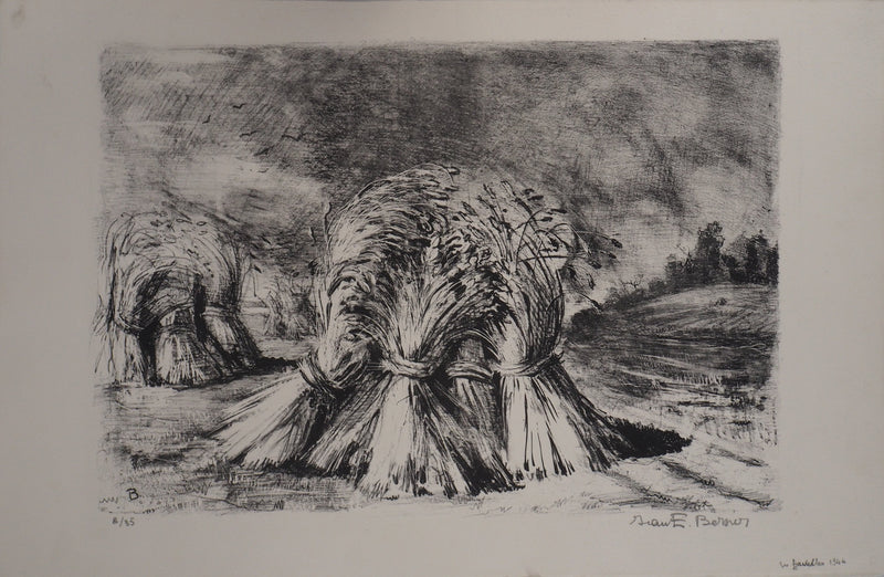 Jean-Eugène BERSIER : Les fenaisons, 1944 - Lithographie