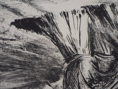 Jean-Eugène BERSIER : Les fenaisons, 1944 - Lithographie (détail)