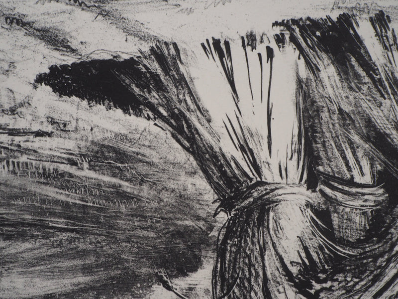 Jean-Eugène BERSIER : Les fenaisons, 1944 - Lithographie (détail)
