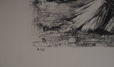 Jean-Eugène BERSIER : Les fenaisons, 1944 - Lithographie (détail)