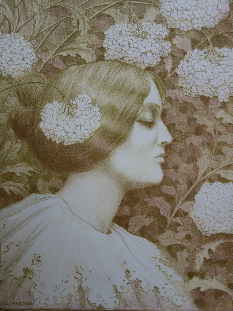 Paul BERTHON : Femme aux fleurs (planche n° 14) - Affiche (détail)