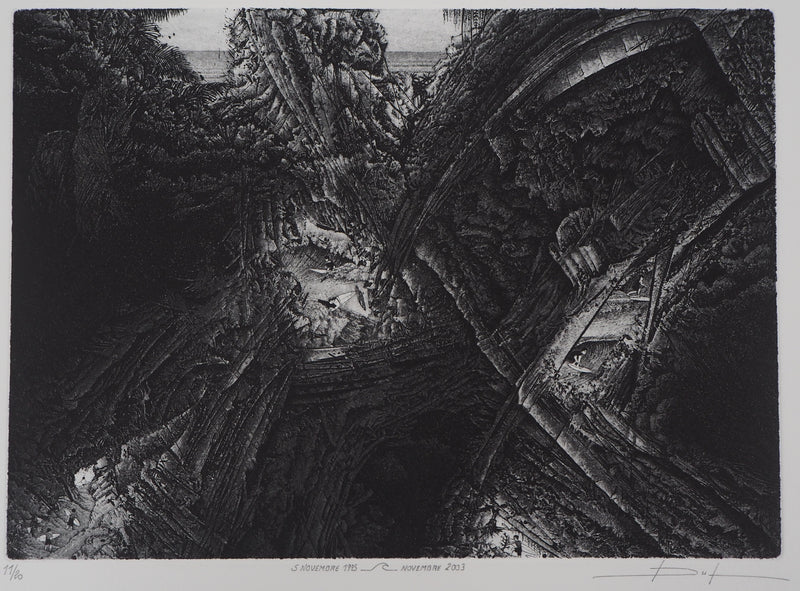 Daniel BEUGNIOT : Les vagues des géants - Gravure