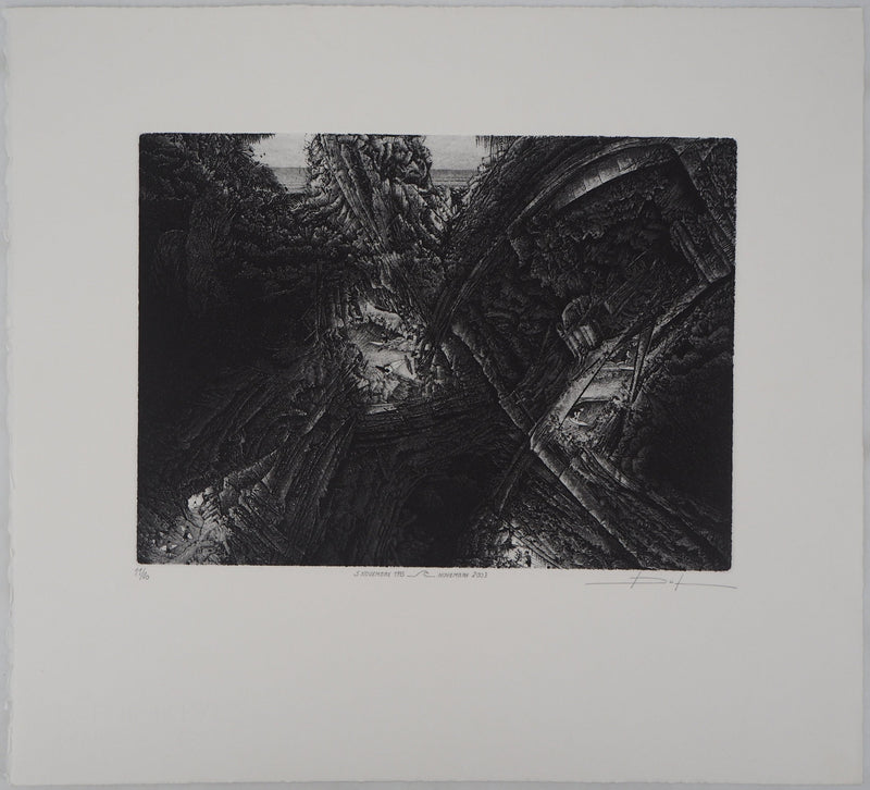 Daniel BEUGNIOT : Les vagues des géants - Gravure (détail)