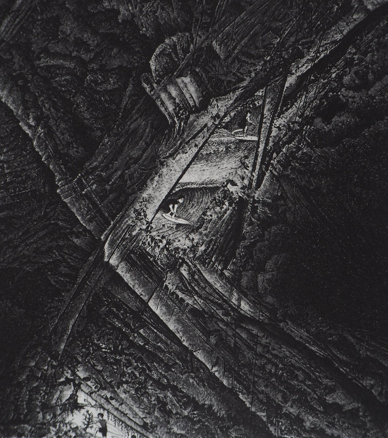 Daniel BEUGNIOT : Les vagues des géants - Gravure (détail)