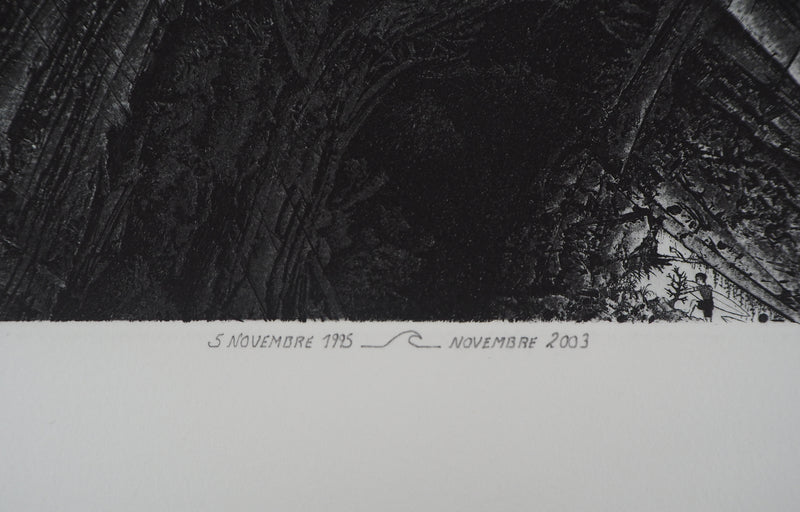 Daniel BEUGNIOT : Les vagues des géants - Gravure (détail)