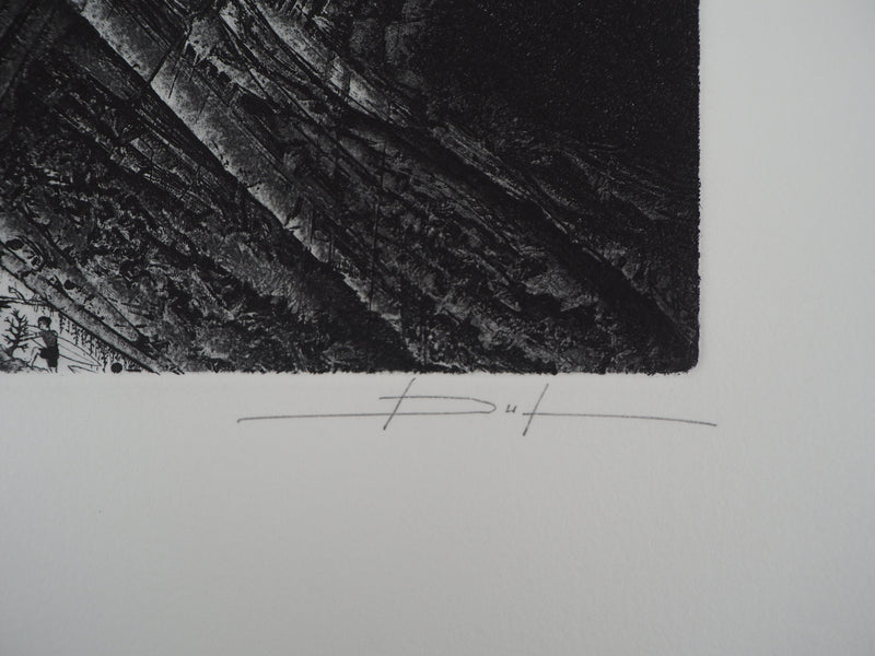 Daniel BEUGNIOT : Les vagues des géants - Gravure (détail)
