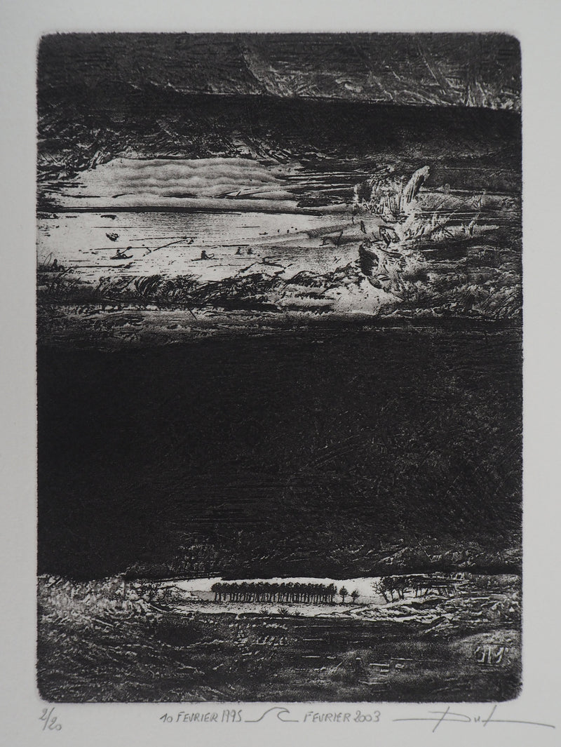 Daniel BEUGNIOT : Vue sur le lac - Gravure