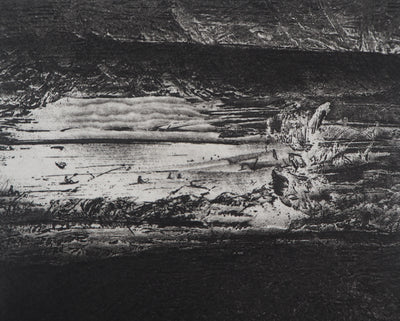 Daniel BEUGNIOT : Vue sur le lac - Gravure (détail)