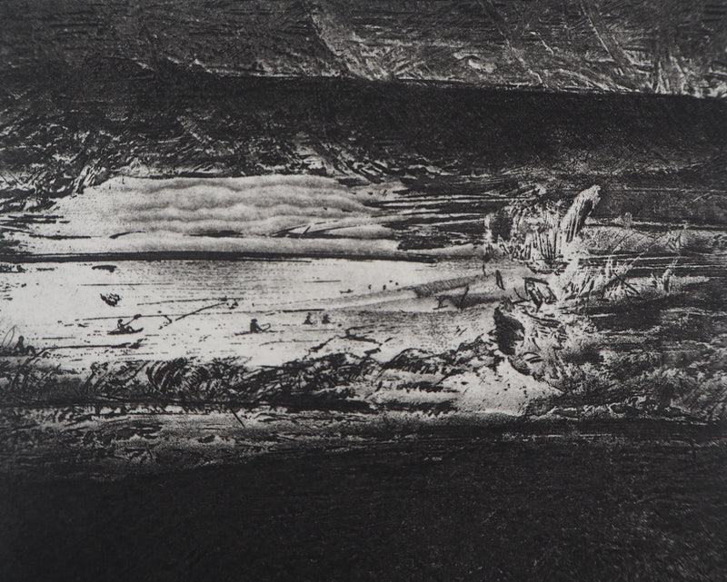Daniel BEUGNIOT : Vue sur le lac - Gravure (détail)