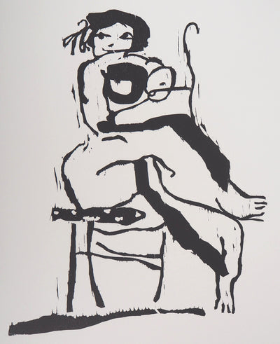 Richard BILAN : Moment intime - Lithographie (détail)