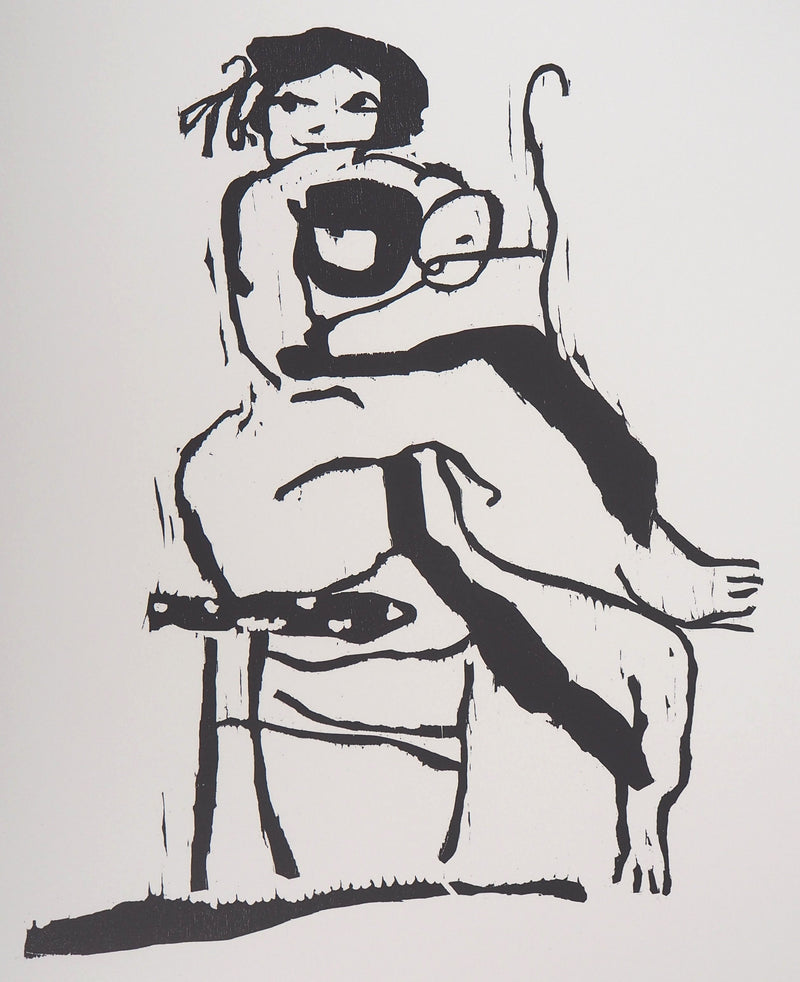 Richard BILAN : Moment intime - Lithographie (détail)