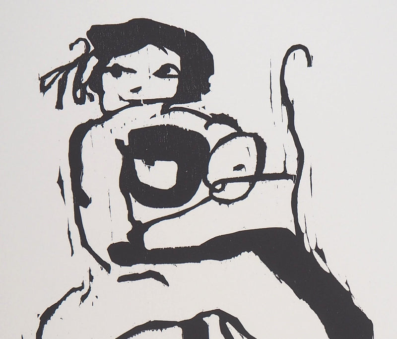 Richard BILAN : Moment intime - Lithographie (détail)