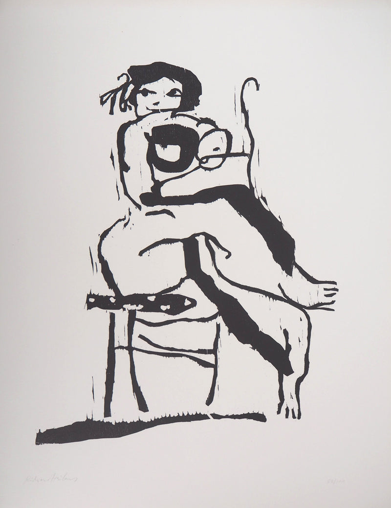 Richard BILAN : Moment intime - Lithographie (détail)