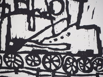 Richard BILAN : Voyage en train - Lithographie (détail)