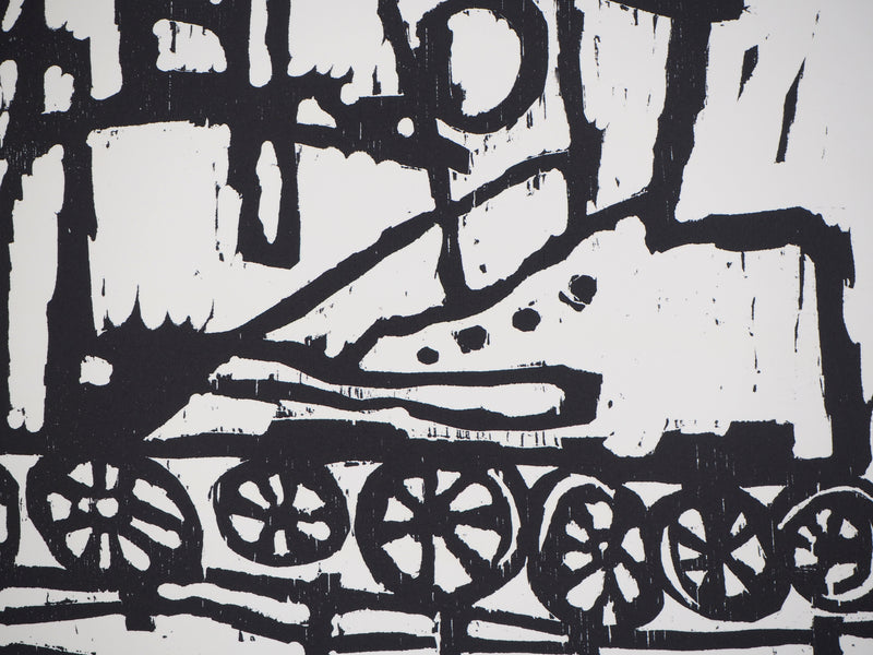 Richard BILAN : Voyage en train - Lithographie (détail)