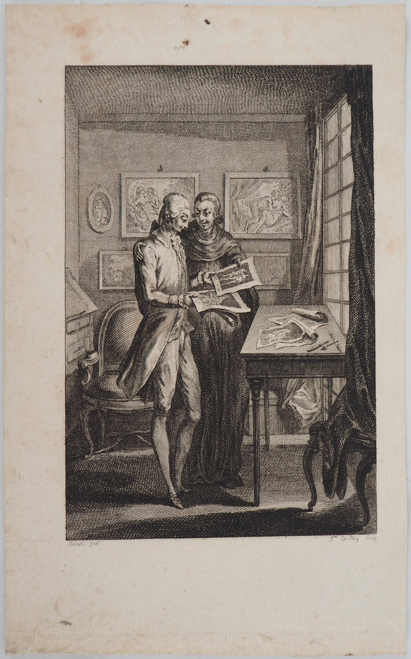 BINEL : Les amateurs de gravure - Gravure (détail)