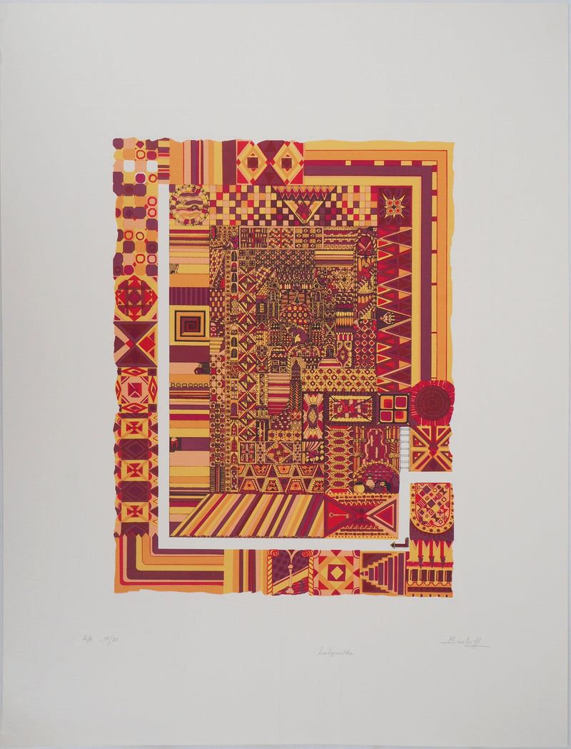 Chantal BISCHOFF : Labyrinthe - Sérigraphie (détail)