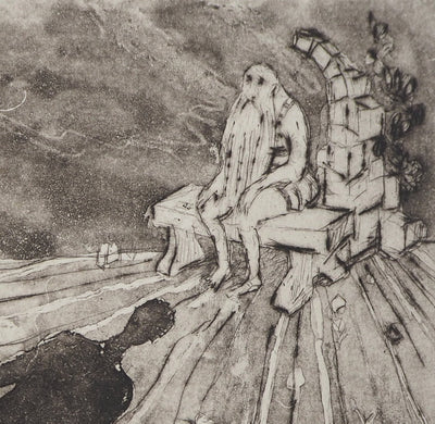 Lars BO : En attente - Gravure (détail)