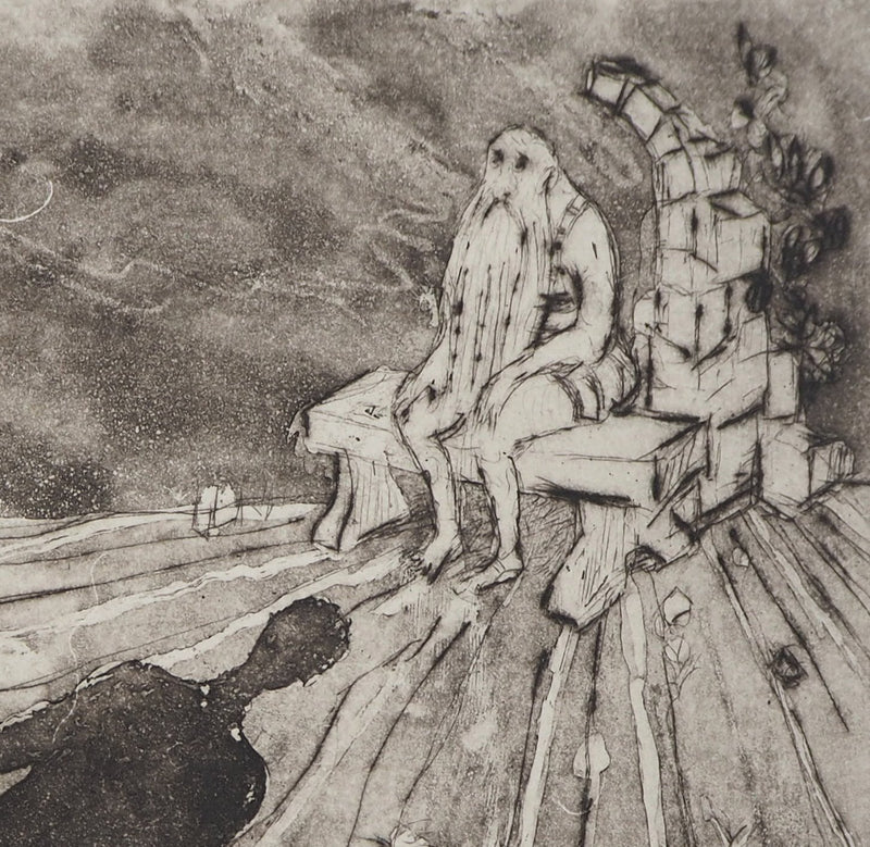 Lars BO : En attente - Gravure (détail)