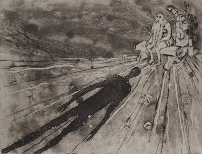 Lars BO : En attente - Gravure (détail)