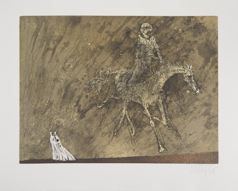 Lars BO : Cavalier onirique (Le Rêve de Jean Valjean 3/8), 1975 - Gravure (détail)