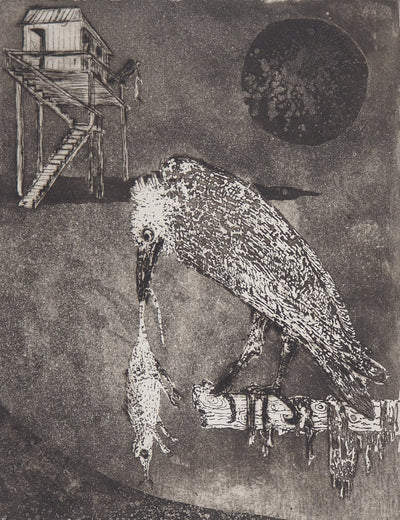 Lars BO : Prédateurs sous la lune noire - Gravure (détail)