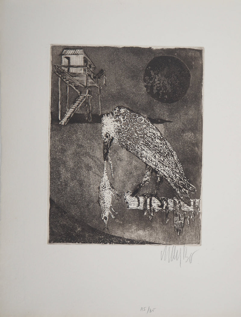 Lars BO : Prédateurs sous la lune noire - Gravure (détail)