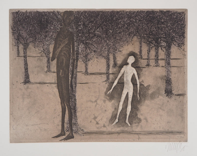 Lars BO : Rencontre surréaliste (Le Rêve de Jean Valjean 7/8), Gravure originale (vue générale) - Crédit photo : Galerie Art.Paris