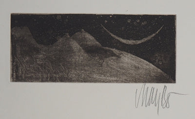 Lars BO : Nu Sous le croissant de lune - Gravure