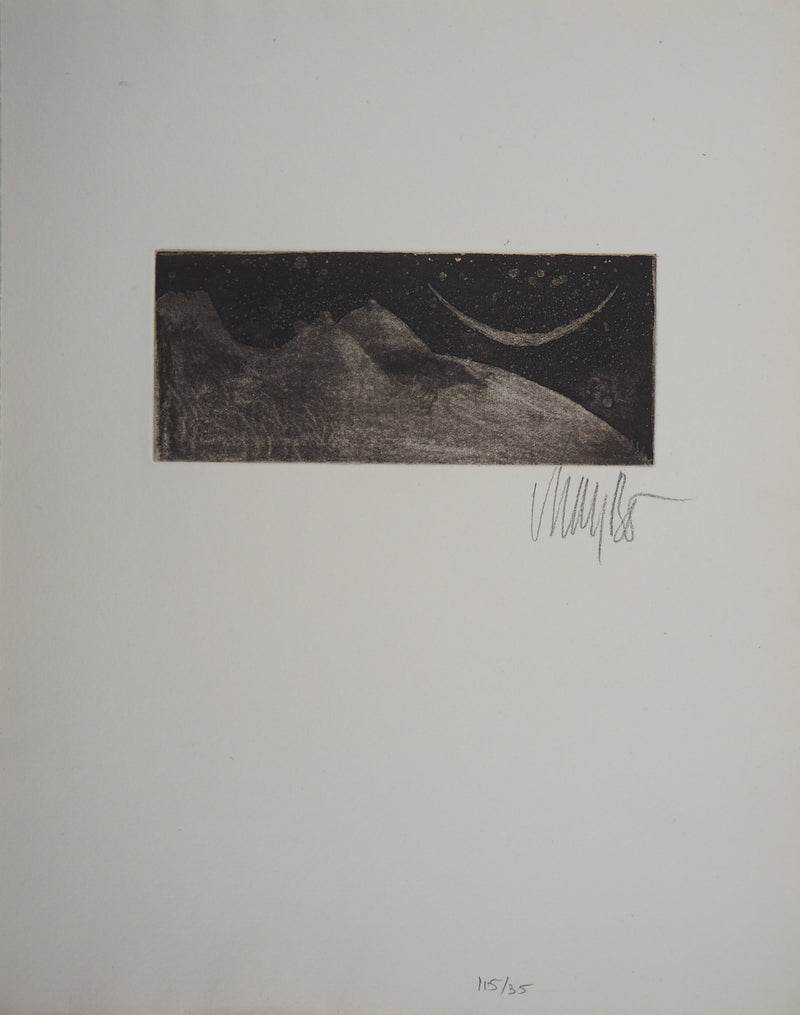 Lars BO : Nu Sous le croissant de lune - Gravure (détail)