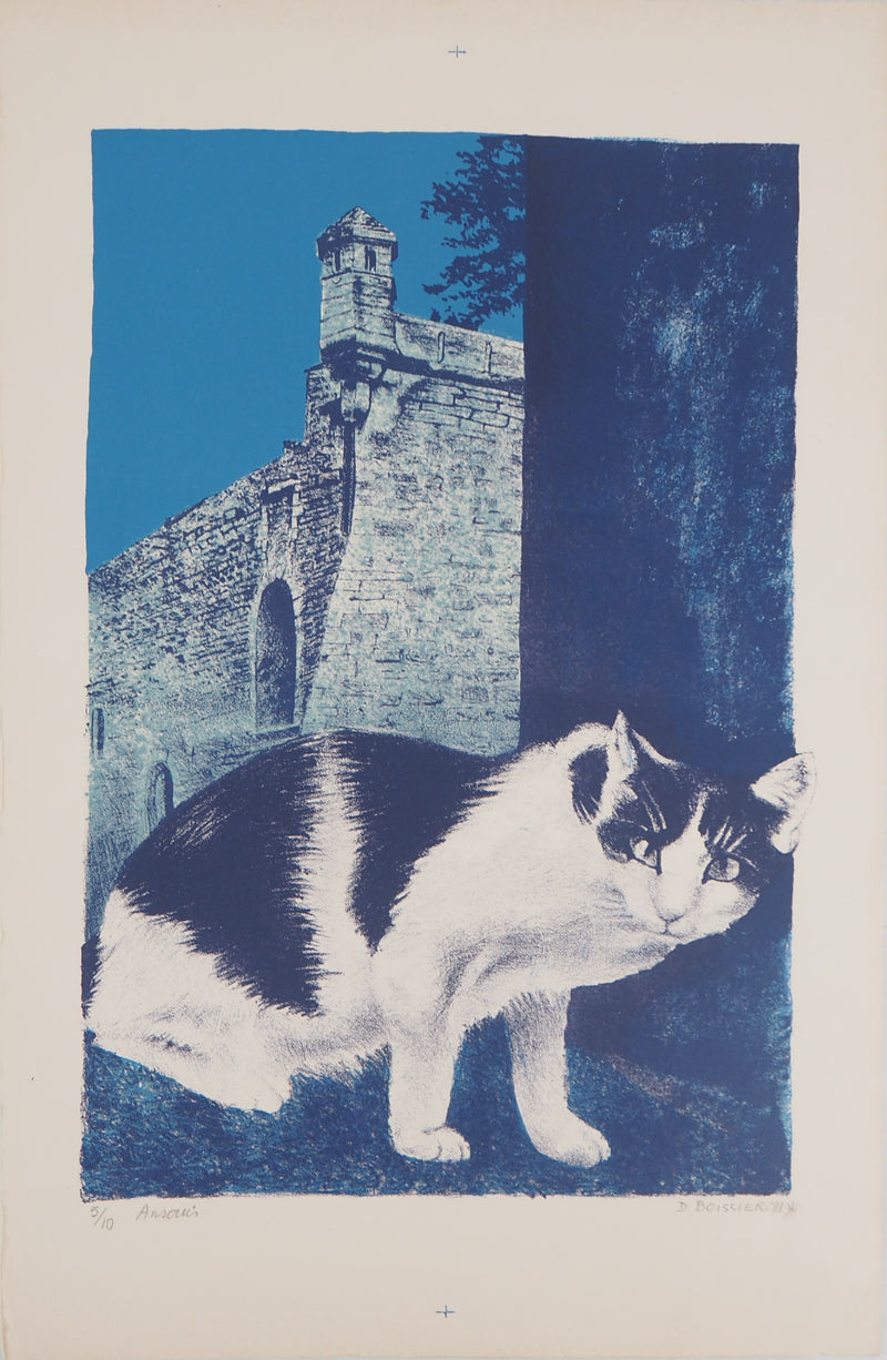 Denis BOISSIER : Instant de Chat, 1981 - Lithographie (détail)