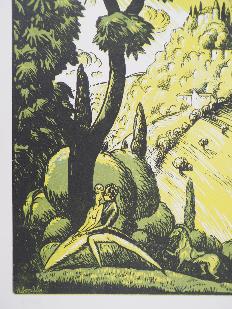 Robert BONFILS : Le serment, 1920 - Gravure sur bois