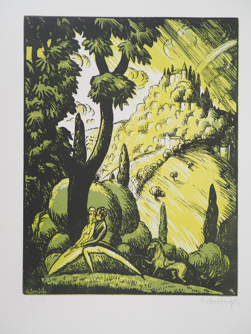 Robert BONFILS : Le serment, 1920 - Gravure sur bois (détail)