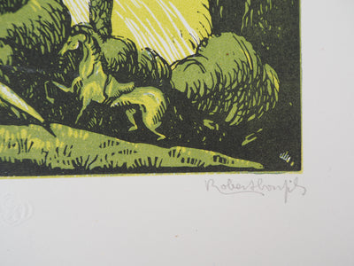 Robert BONFILS : Le serment, 1920 - Gravure sur bois (détail)