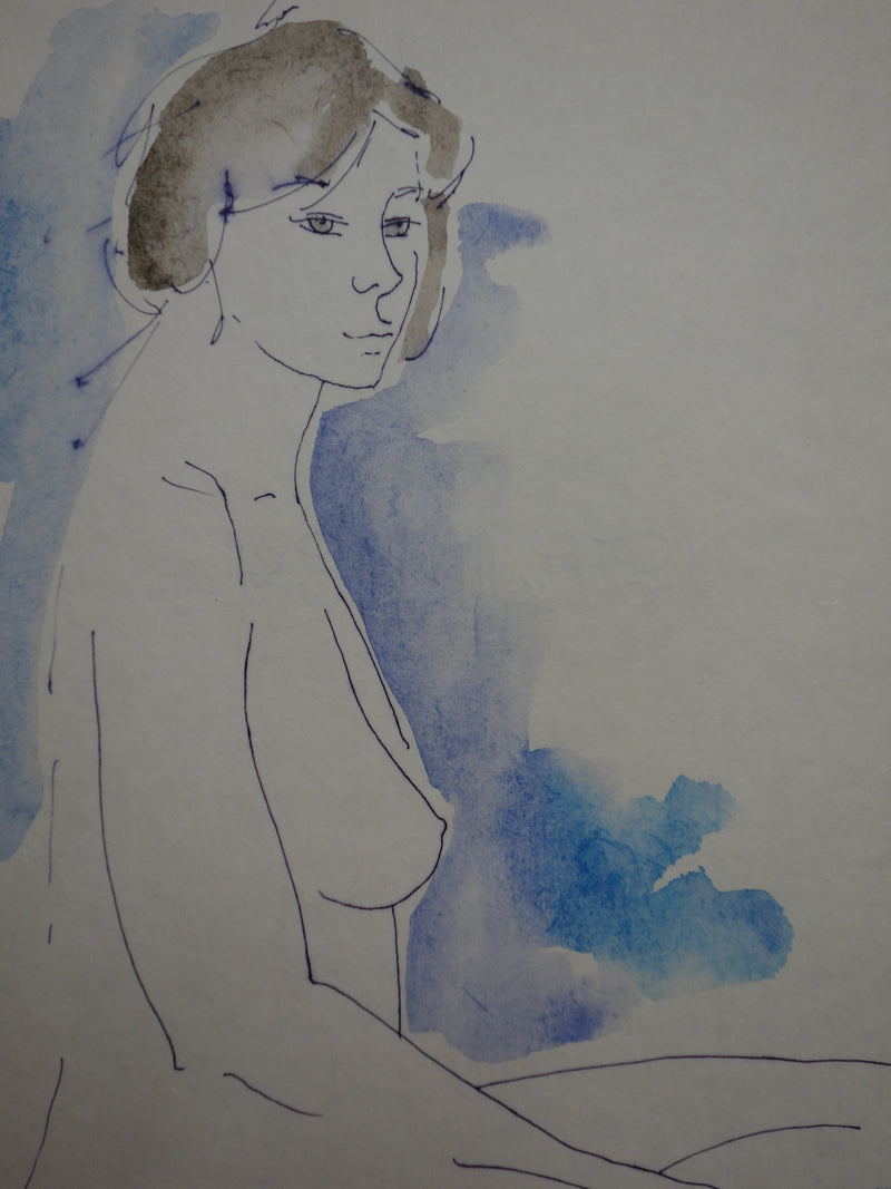 Alain BONNEFOIT : Nu de profil - Aquarelle (détail)