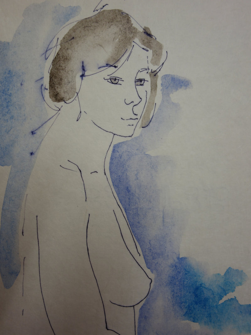 Alain BONNEFOIT : Nu de profil - Aquarelle (détail)